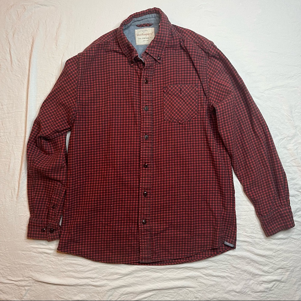 Weatherproof Long-Sleeve Plaid Flannel Button-Up - (M) - Red Plaid
